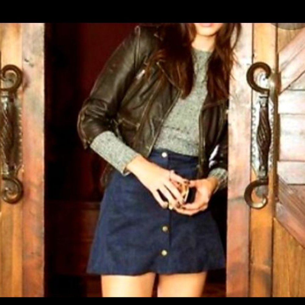 Kendall and Kylie Navy Suede Mini Skirt